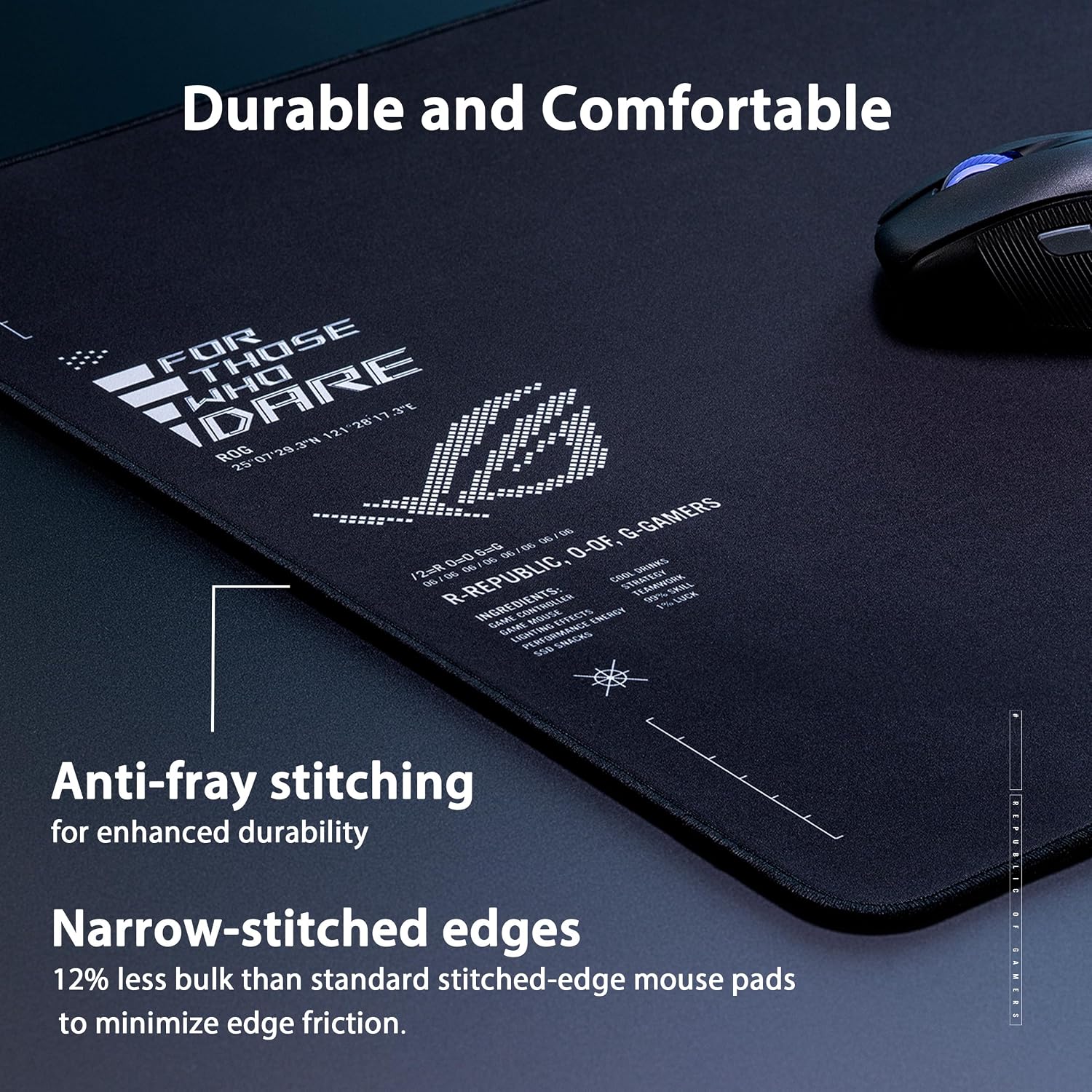 ASUS ROG Sheath II XXL - Alfombrilla de mouse para juegos, 35.4 x 15.7 pulgadas, tela de enfriamiento avanzada, superficie de tejido textil 1.5 veces más lisa, bordes duraderos con costuras planas