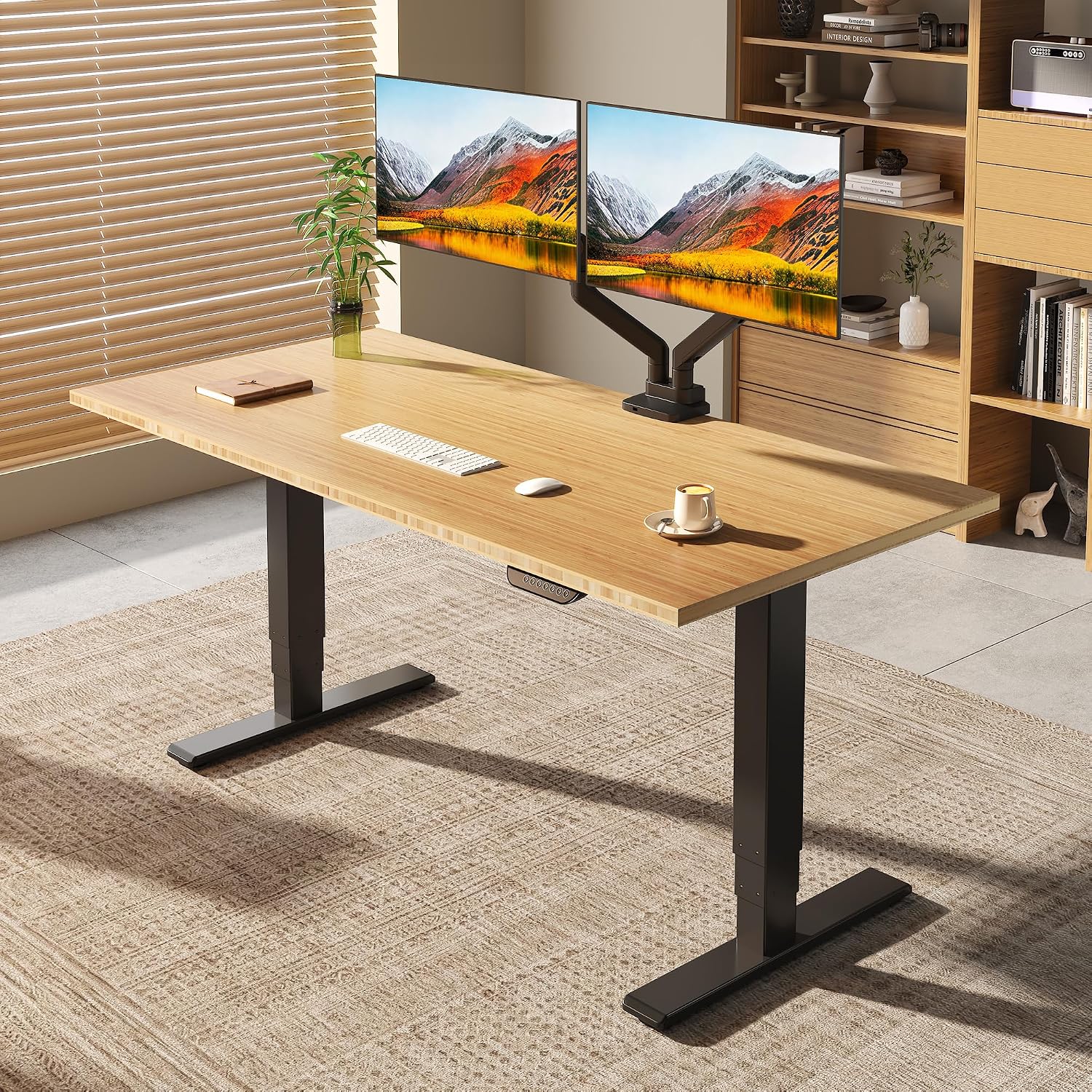 FLEXISPOT E6 MAX - Escritorio de pie grande de bambú de 72 x 30 pulgadas