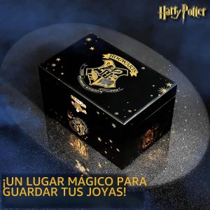 Harry Potter Joyero musical de regalo para niñas con escudo giratorio de Hogwarts, espejo y música clave de cuerda, organizador de joyas