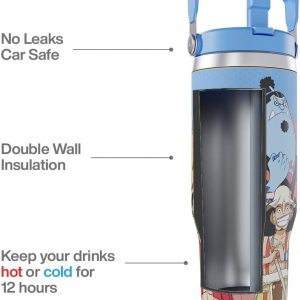One Piece Straw Hat Crew 30 oz Tumbler with Lid and Straw, Luffy Zoro Nami Sanji, Vacuum Insulated Stainless Steel Travel Mug, Officially Licensed Anime Water Bottle Gift for Men and Women