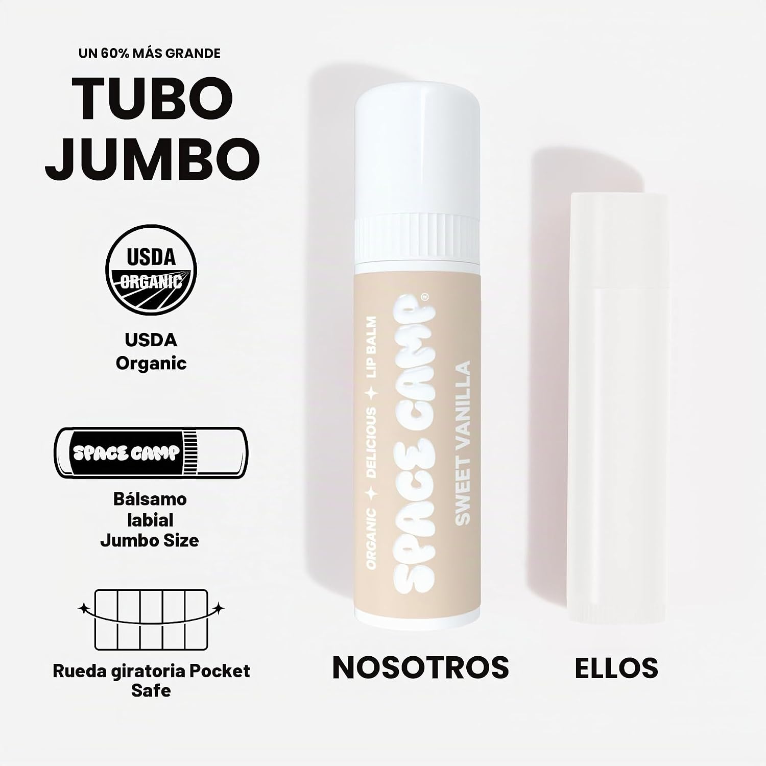 Space Camp Wellness - Juego de regalo de bálsamo labial jumbo – Bálsamo labial hidratante con sabor orgánico, paquete de 3 (piña tropical, vainilla dulce, crema de coco) – Bálsamo hidratante para labios secos