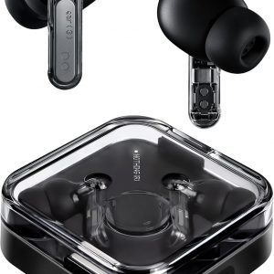 Nothing Ear (3) Auriculares inalámbricos Super Mic de 45 dB híbridos con cancelación activa de ruido Bluetooth de alta resolución, 6 micrófonos, impulso dinámico de graves de 0.472 in, auriculares deportivos ANC de doble conexión para iPhone y Android, color negro