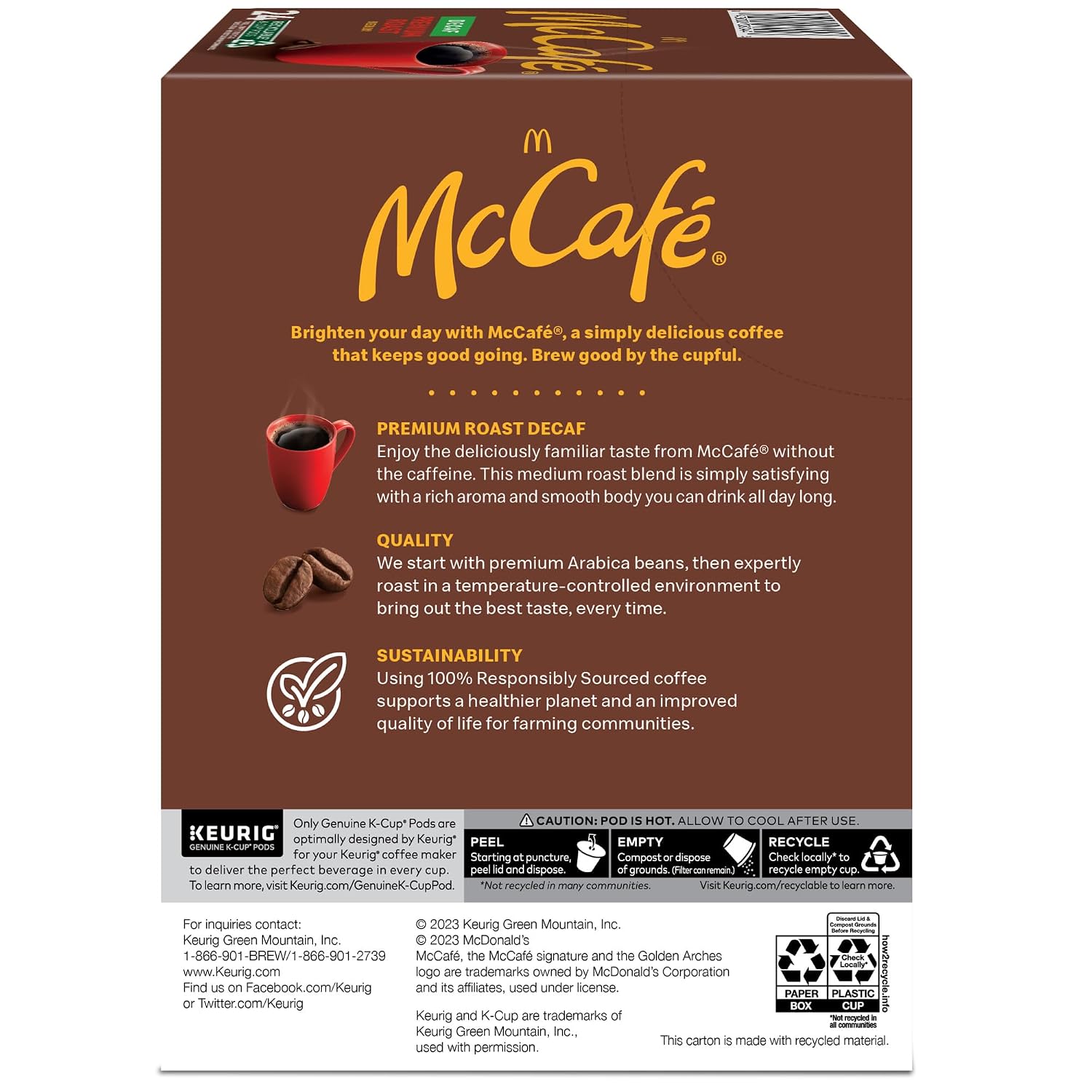 McCafe Premium Roast Decaf Coffee, K-Cup Pods, 96 Count
