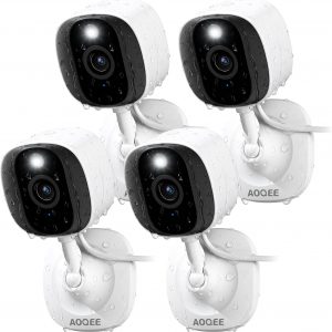 AOQEE 2K Indoor/Outdoor Camera, IP65 Water Resistant & White Light, C1 4Pcs