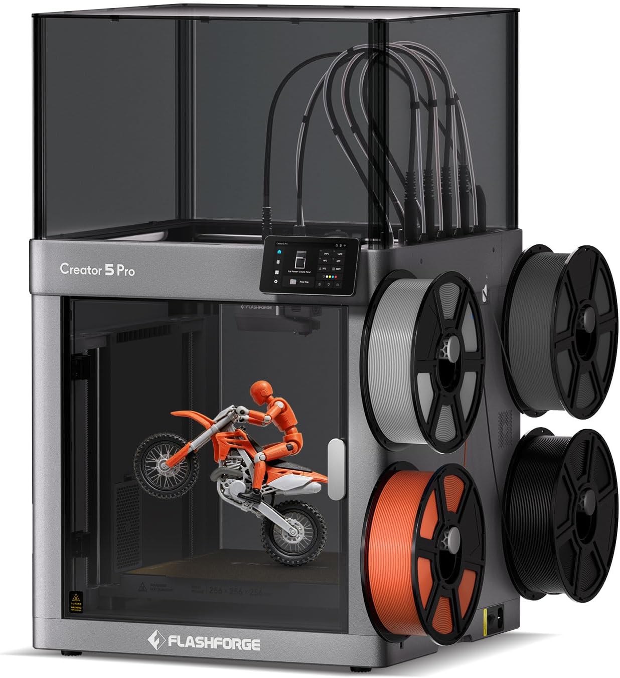 FLASHFORGE Creator 5 Pro 3D Printer, 4 Toolheads with 7s Toolchanger, Industrial Multi-Material & Mixed-Material Printing, Fully Enclosed CoreXY 65°C Active Chamber Heating Better Engineering Prints