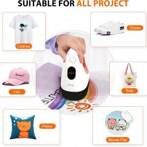 Calogy Mini Heat Press, Heat Transfer Machine, Constant Temp Control, Insulated Safety Base, Fits for Crafts, T-Shirt, Hat, Cap, Pillows (White Orange)