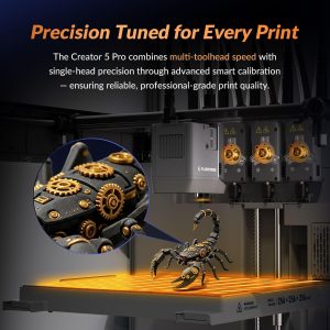 FLASHFORGE Creator 5 Pro 3D Printer, 4 Toolheads with 7s Toolchanger, Industrial Multi-Material & Mixed-Material Printing, Fully Enclosed CoreXY 65°C Active Chamber Heating Better Engineering Prints