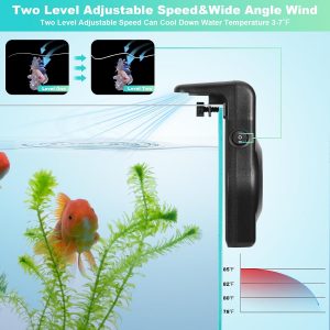DaToo Mini Aquarium Chiller Small Fish Tank Fan Aquarium Cooling Fan 2-Level Speed Adjustable Aquarium Fan Quiet Aquarium Cooler with Wide Angle Wind Suitable for (1-6Gal) Fish Tank