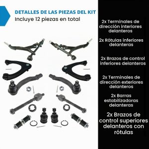 TRQ Kit de dirección delantera y suspensión, barras de acoplamiento, brazos