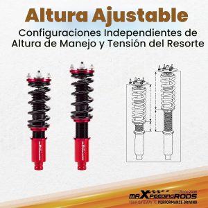 maXpeedingrods Coilovers para Honda Civic 1988-2000, para Honda CRX 1988-1991, para Honda CR-X del Sol 1992-1995, para Acura Integra 1994-2001, Kit de Suspensión Coilovers de Altura Ajustable Kit de