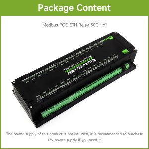Waveshare 30-Ch Ethernet Relay Module, Modbus RTU/Modbus TCP Protocol, PoE Port Communication, with Various Isolation and Protection Circuits, Industrial Grade Rail-Mount Case