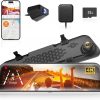 WOLFBOX G840S 12" 4K Mirror Dash Cam Backup Camera with 32GB Card and GPS
