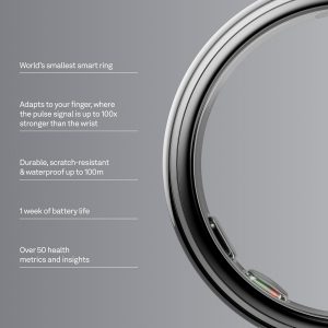 OURA Ring 5 Smart Ring - Silver - Size 8 - Fitness & Sleep Tracker