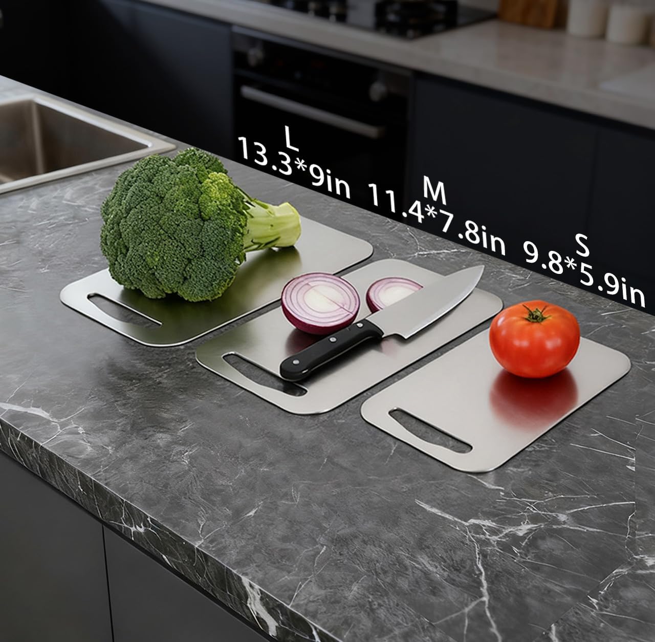 3 PCS 304 Stainless Steel Cutting Board Set for Kitchen