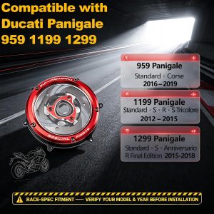 VITINO Motorcycle Clutch Cover for Ducati Panigale 959 1199 1299(Black)