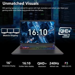msi Portátil para juegos Vector 16 HX AI | QHD+ IPS 240Hz de 16 pulgadas | Intel Core Ultra 7 255HX | 32 GB DDR5 1TB SSD | GeForce RTX 5070 Ti (hasta 992 AI Tops) | RGB retroiluminado Thunderbolt 5 Win11 Pro con accesorio DLCA