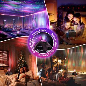 Northern Galaxy Light Aurora Projector with 33 Light Effects, Night Lights LED Star Projector for Bedroom Nebula Lamp, Remote Control, White Noises, Bluetooth Speaker for Parties Black