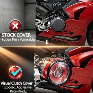 VITINO Motorcycle Clutch Cover for Ducati Panigale 959 1199 1299(Black)