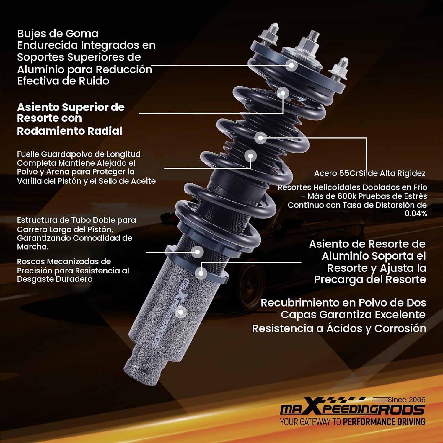maXpeedingrods Coilovers Suspension Kit for Honda Civic 1988-2000 grey