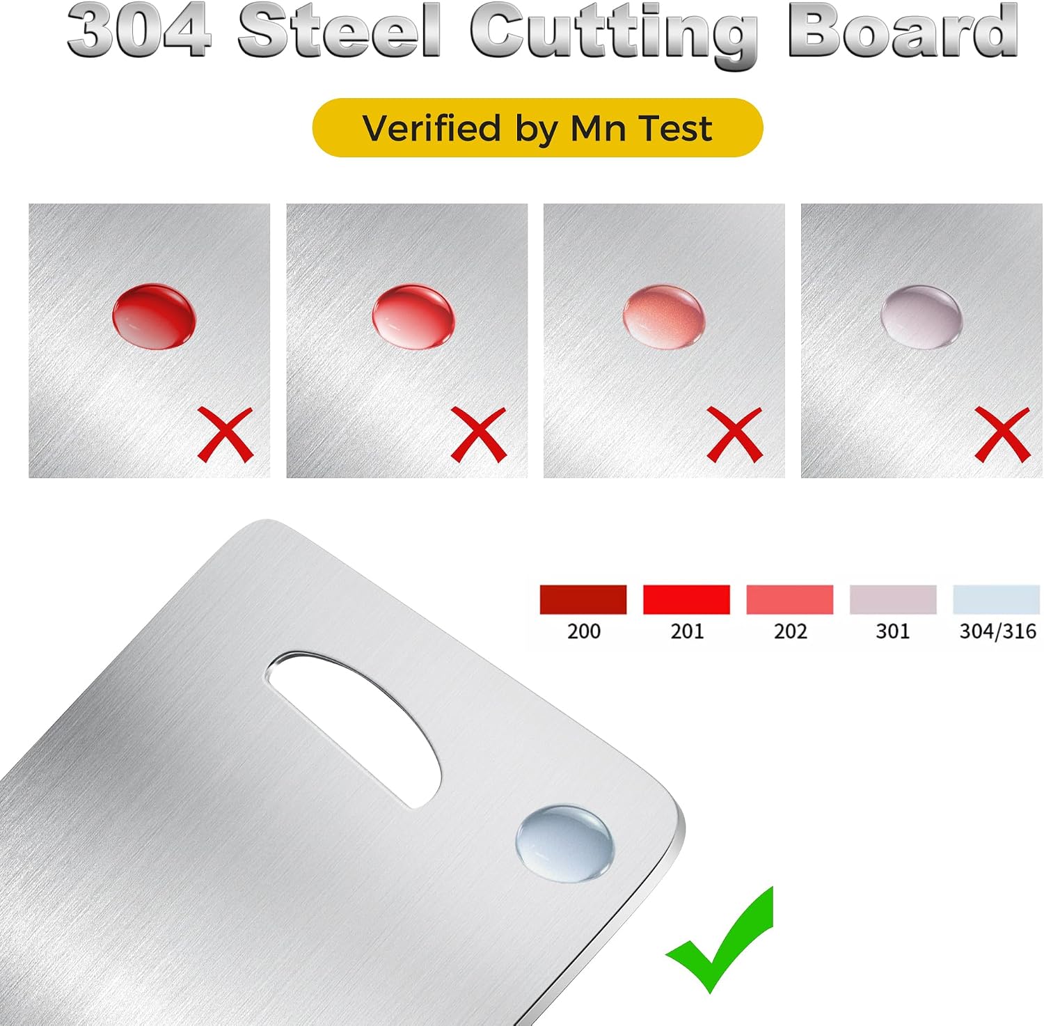 3 PCS 304 Stainless Steel Cutting Board Set for Kitchen