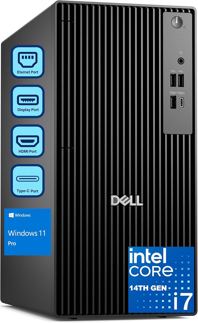 Dell Pro Tower Desktop Computers, Intel 20-Core i7-14700, 16GB RAM, 512GB