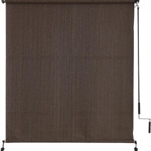 sunoff Outdoor Roller Shades, Cordless Patio Roller Up Blinds with Shade Cloth for Porch Gazebo Pergola Balcony Backyard, 2 Poles & 1 Fabric, Mocha, 96" Wx96 H
