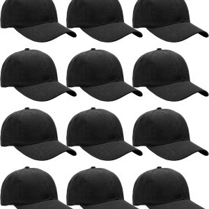 Falari - 12 unidades de gorras de béisbol, lisas y de tamaño ajustable, venta al por mayor